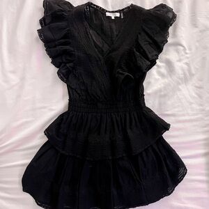 LoveShackFancy Black Gwen Heritage Mini Dress